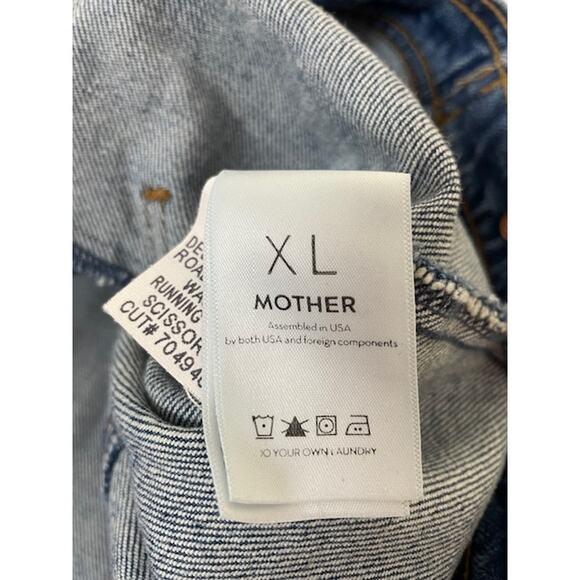 MOTHER NWOT Back Road Sherpa Patchwork Denim Jacket dark wash Running w Scissors - Picture 10 of 13